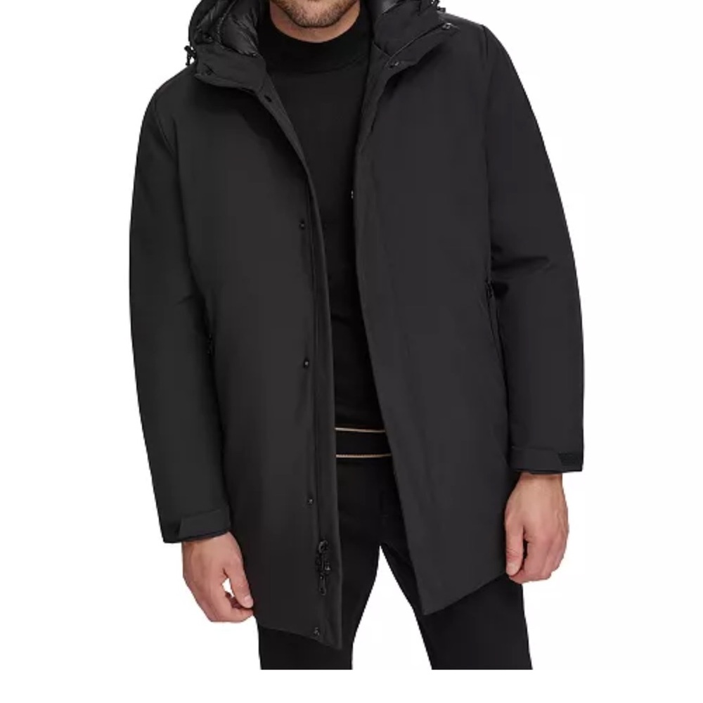 CALVIN KLEIN 
Men's Flextech Stretch Water-Resistant Hooded Stadium Jacket
